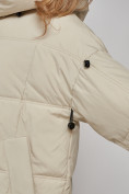 Купить Пальто утепленное молодежное зимнее женское бежевого цвета 52392B, фото 12