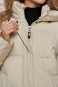 Купить Пальто утепленное молодежное зимнее женское бежевого цвета 52392B, фото 15