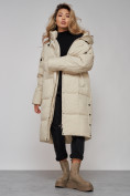 Купить Пальто утепленное молодежное зимнее женское бежевого цвета 52392B, фото 18