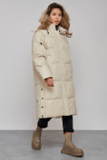 Купить Пальто утепленное молодежное зимнее женское бежевого цвета 52392B, фото 2