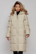 Купить Пальто утепленное молодежное зимнее женское бежевого цвета 52392B, фото 20