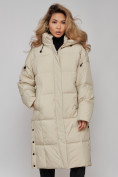 Купить Пальто утепленное молодежное зимнее женское бежевого цвета 52392B, фото 22