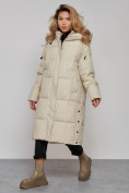 Купить Пальто утепленное молодежное зимнее женское бежевого цвета 52392B, фото 3