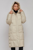 Купить Пальто утепленное молодежное зимнее женское бежевого цвета 52392B, фото 9