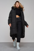 Купить Пальто утепленное молодежное зимнее женское черного цвета 52392Ch, фото 19
