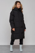 Купить Пальто утепленное молодежное зимнее женское черного цвета 52392Ch, фото 2