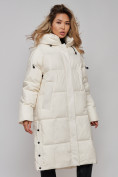 Купить Пальто утепленное молодежное зимнее женское светло-бежевого цвета 52392SB, фото 16