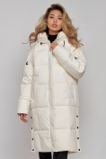 Купить Пальто утепленное молодежное зимнее женское светло-бежевого цвета 52392SB, фото 18