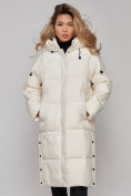 Купить Пальто утепленное молодежное зимнее женское светло-бежевого цвета 52392SB, фото 19