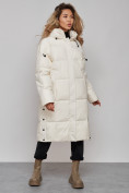 Купить Пальто утепленное молодежное зимнее женское светло-бежевого цвета 52392SB, фото 2