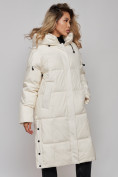 Купить Пальто утепленное молодежное зимнее женское светло-бежевого цвета 52392SB, фото 20