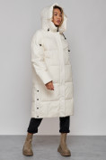 Купить Пальто утепленное молодежное зимнее женское светло-бежевого цвета 52392SB, фото 6