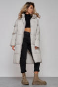 Купить Пальто утепленное молодежное зимнее женское светло-серого цвета 52392SS, фото 18