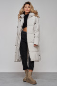 Купить Пальто утепленное молодежное зимнее женское светло-серого цвета 52392SS, фото 19