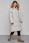 Купить Пальто утепленное молодежное зимнее женское светло-серого цвета 52392SS, фото 2