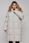 Купить Пальто утепленное молодежное зимнее женское светло-серого цвета 52392SS, фото 20