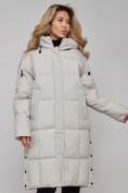 Купить Пальто утепленное молодежное зимнее женское светло-серого цвета 52392SS, фото 21