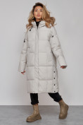 Купить Пальто утепленное молодежное зимнее женское светло-серого цвета 52392SS, фото 3