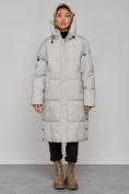 Купить Пальто утепленное молодежное зимнее женское светло-серого цвета 52392SS, фото 5