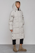 Купить Пальто утепленное молодежное зимнее женское светло-серого цвета 52392SS, фото 6