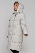 Купить Пальто утепленное молодежное зимнее женское светло-серого цвета 52392SS, фото 7