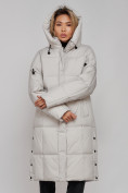 Купить Пальто утепленное молодежное зимнее женское светло-серого цвета 52392SS, фото 8