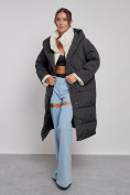 Купить Пальто утепленное молодежное зимнее женское черного цвета 52393Ch, фото 15