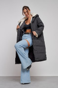 Купить Пальто утепленное молодежное зимнее женское черного цвета 52393Ch, фото 16