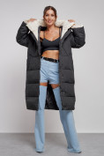 Купить Пальто утепленное молодежное зимнее женское черного цвета 52393Ch, фото 17
