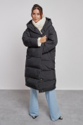 Купить Пальто утепленное молодежное зимнее женское черного цвета 52393Ch, фото 19