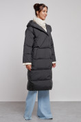 Купить Пальто утепленное молодежное зимнее женское черного цвета 52393Ch, фото 3