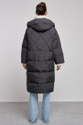Купить Пальто утепленное молодежное зимнее женское черного цвета 52393Ch, фото 4