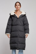 Купить Пальто утепленное молодежное зимнее женское черного цвета 52393Ch, фото 8