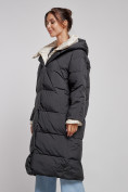 Купить Пальто утепленное молодежное зимнее женское черного цвета 52393Ch, фото 9