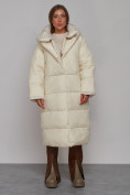 Купить Пальто утепленное молодежное зимнее женское светло-бежевого цвета 52393SB