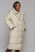 Купить Пальто утепленное молодежное зимнее женское светло-бежевого цвета 52393SB, фото 11