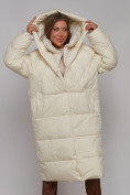 Купить Пальто утепленное молодежное зимнее женское светло-бежевого цвета 52393SB, фото 12
