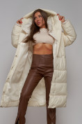 Купить Пальто утепленное молодежное зимнее женское светло-бежевого цвета 52393SB, фото 15