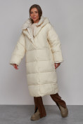 Купить Пальто утепленное молодежное зимнее женское светло-бежевого цвета 52393SB, фото 2
