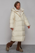 Купить Пальто утепленное молодежное зимнее женское светло-бежевого цвета 52393SB, фото 3