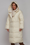 Купить Пальто утепленное молодежное зимнее женское светло-бежевого цвета 52393SB, фото 6