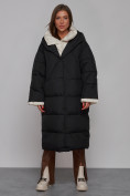 Купить Пальто утепленное молодежное зимнее женское черного цвета 52395Ch