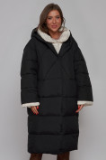 Купить Пальто утепленное молодежное зимнее женское черного цвета 52395Ch, фото 11