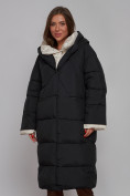 Купить Пальто утепленное молодежное зимнее женское черного цвета 52395Ch, фото 12