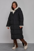 Купить Пальто утепленное молодежное зимнее женское черного цвета 52395Ch, фото 2