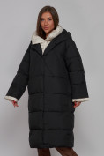 Купить Пальто утепленное молодежное зимнее женское черного цвета 52395Ch, фото 4