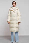 Купить Пальто утепленное молодежное зимнее женское светло-бежевого цвета 52395SB