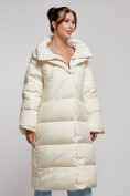 Купить Пальто утепленное молодежное зимнее женское светло-бежевого цвета 52395SB, фото 10