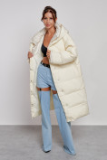 Купить Пальто утепленное молодежное зимнее женское светло-бежевого цвета 52395SB, фото 14