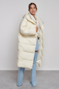 Купить Пальто утепленное молодежное зимнее женское светло-бежевого цвета 52395SB, фото 15